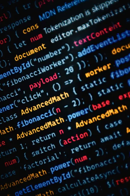 Close-up of vibrant JavaScript code displayed on a